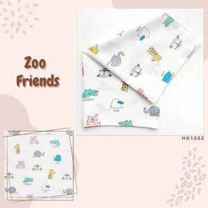 Handkerchief/Burp Cloths/Newborn/Infant/Baby/Pack of 5 pcs/Zoo Friends/Multi